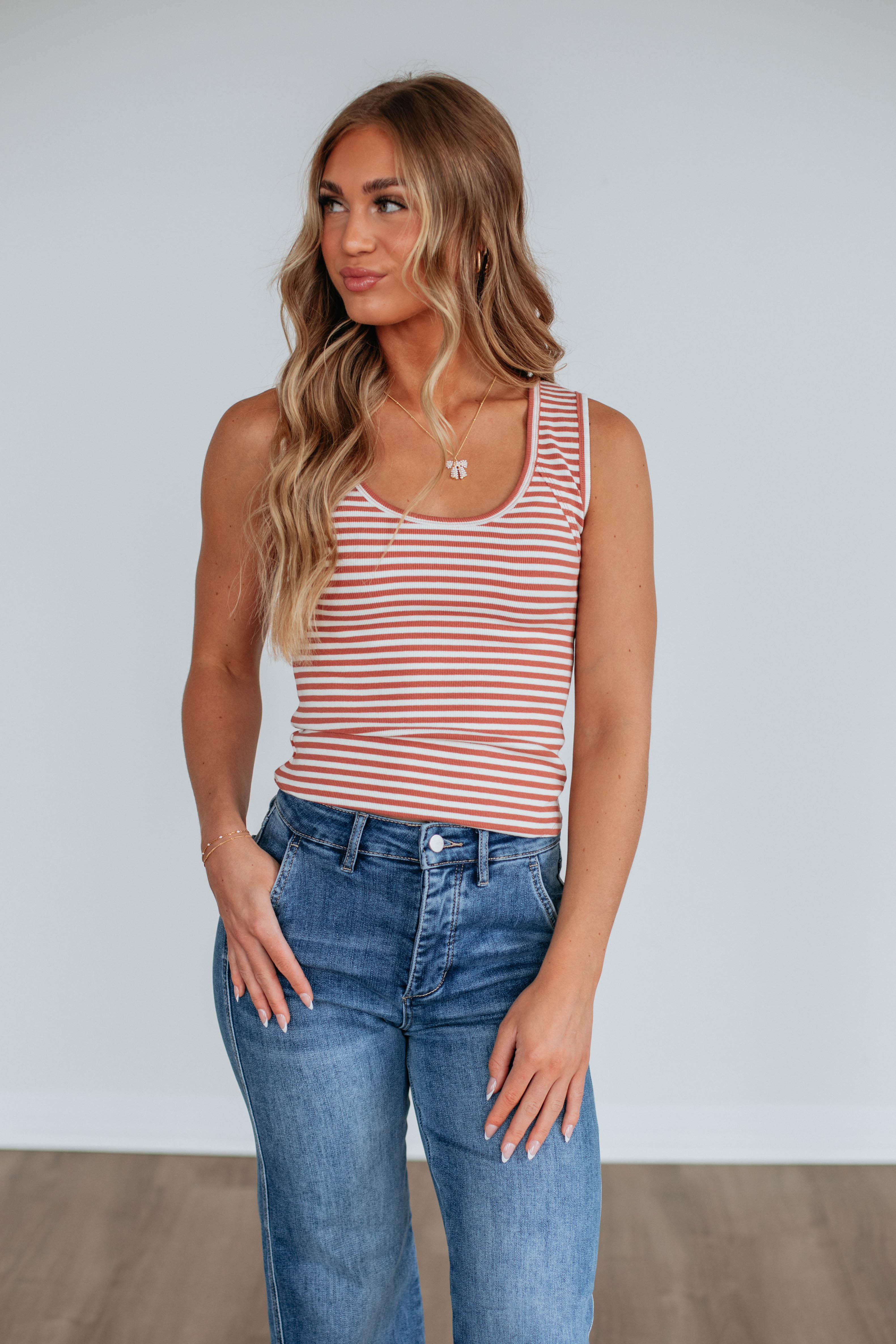 Theo Striped Tank - Terracotta Mix