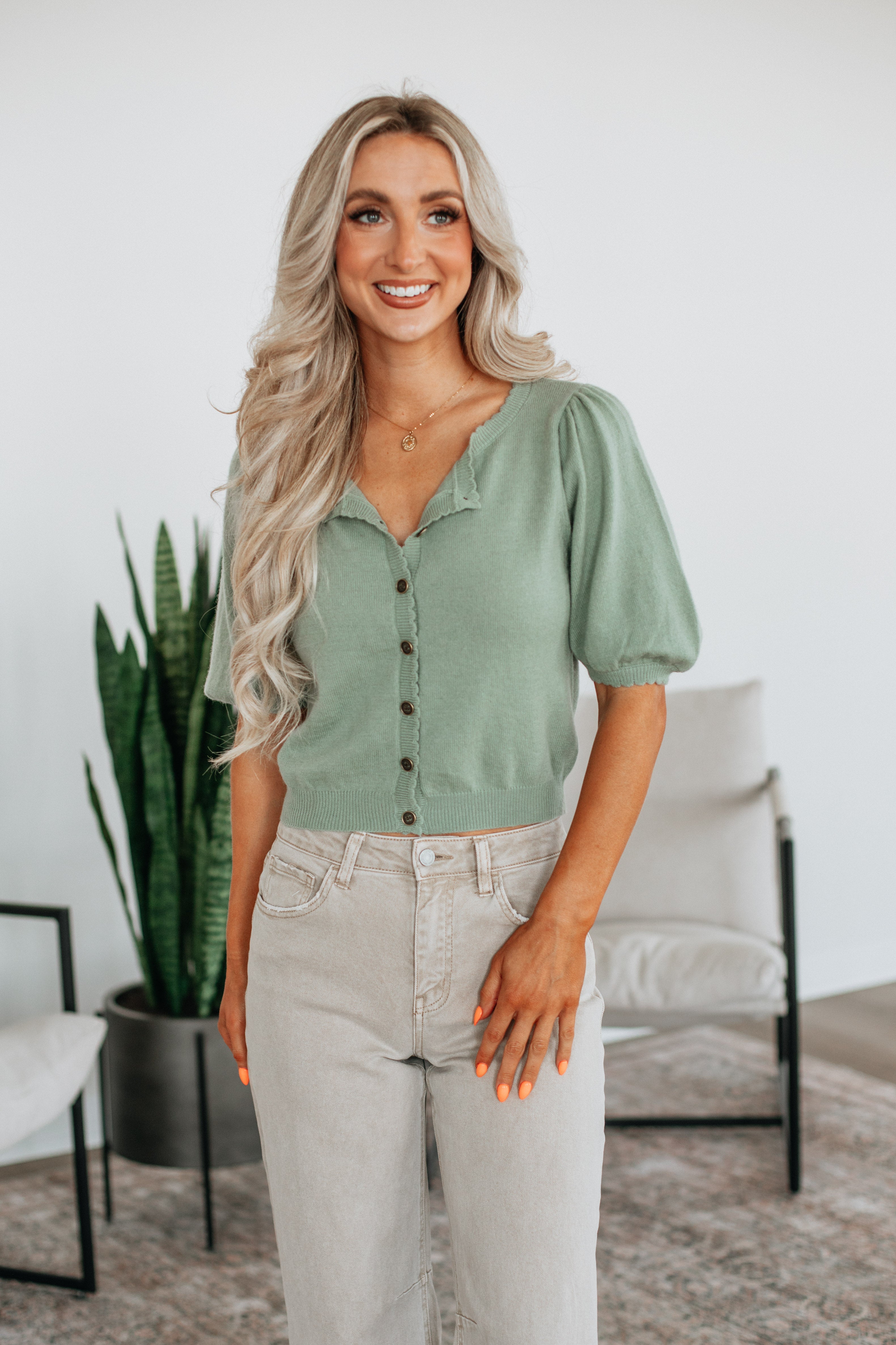 Neriah Cardigan Top - Sage