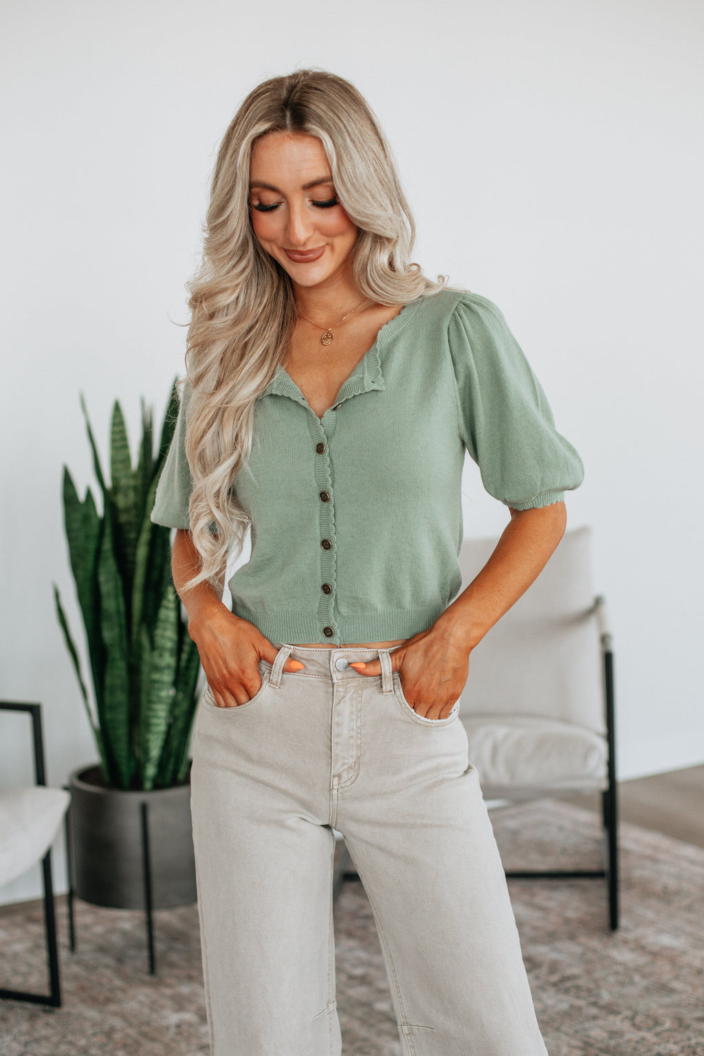 Neriah Cardigan Top - Sage