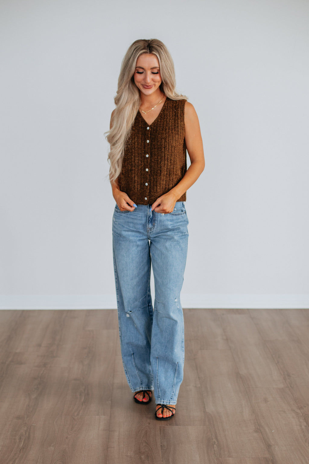 Mina Sweater Vest - Bark