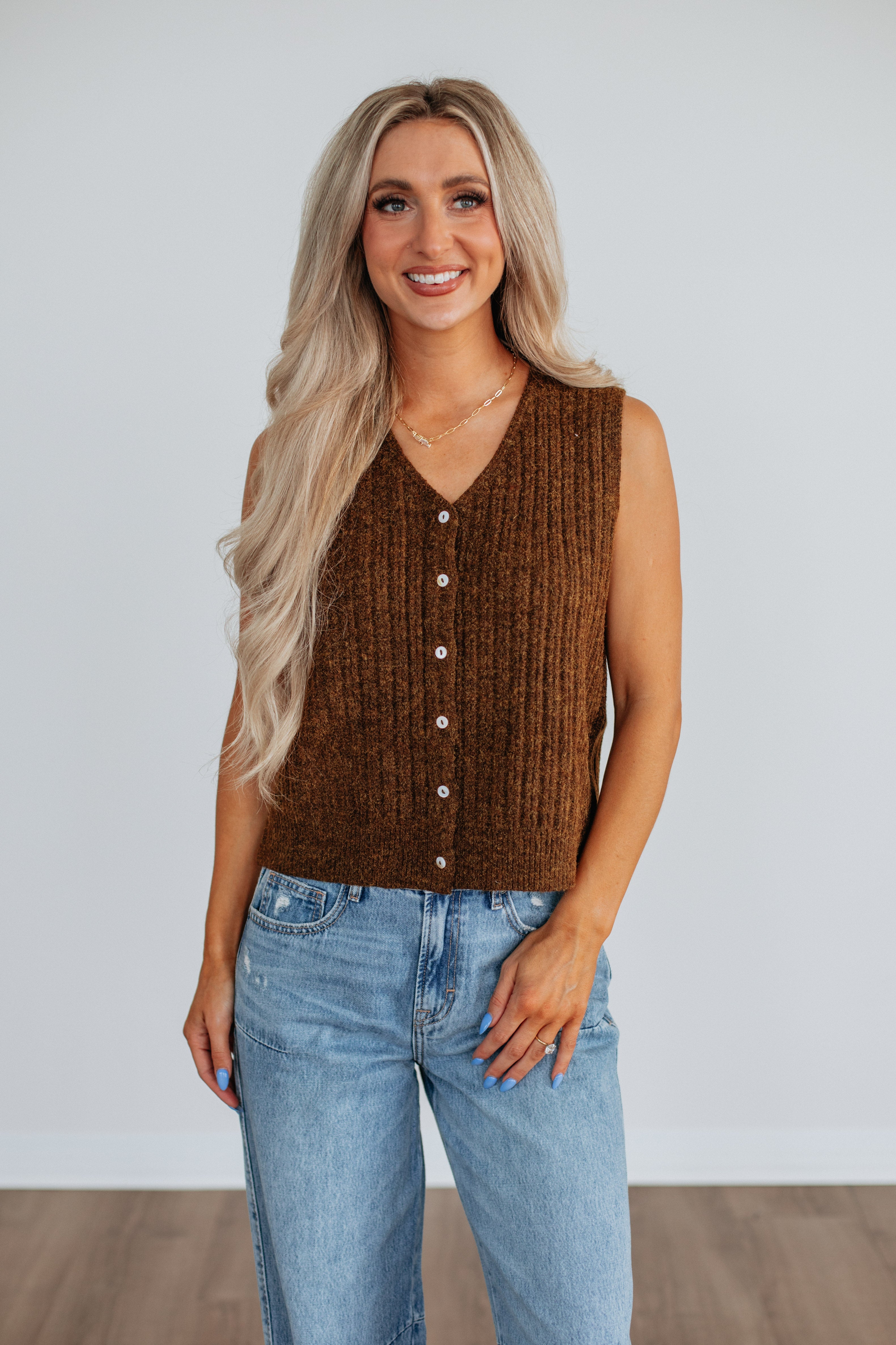 Mina Sweater Vest - Bark