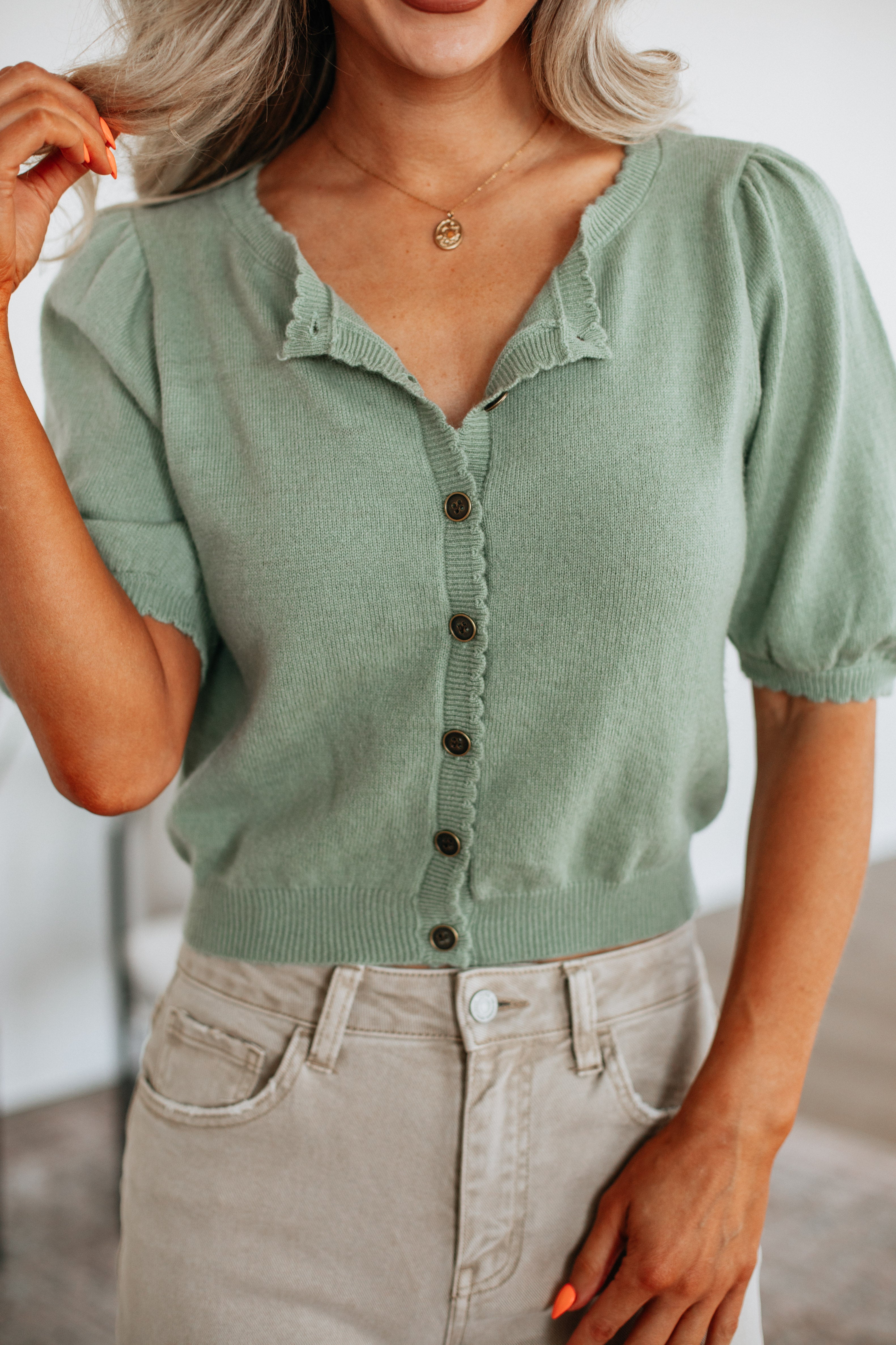 Neriah Cardigan Top - Sage
