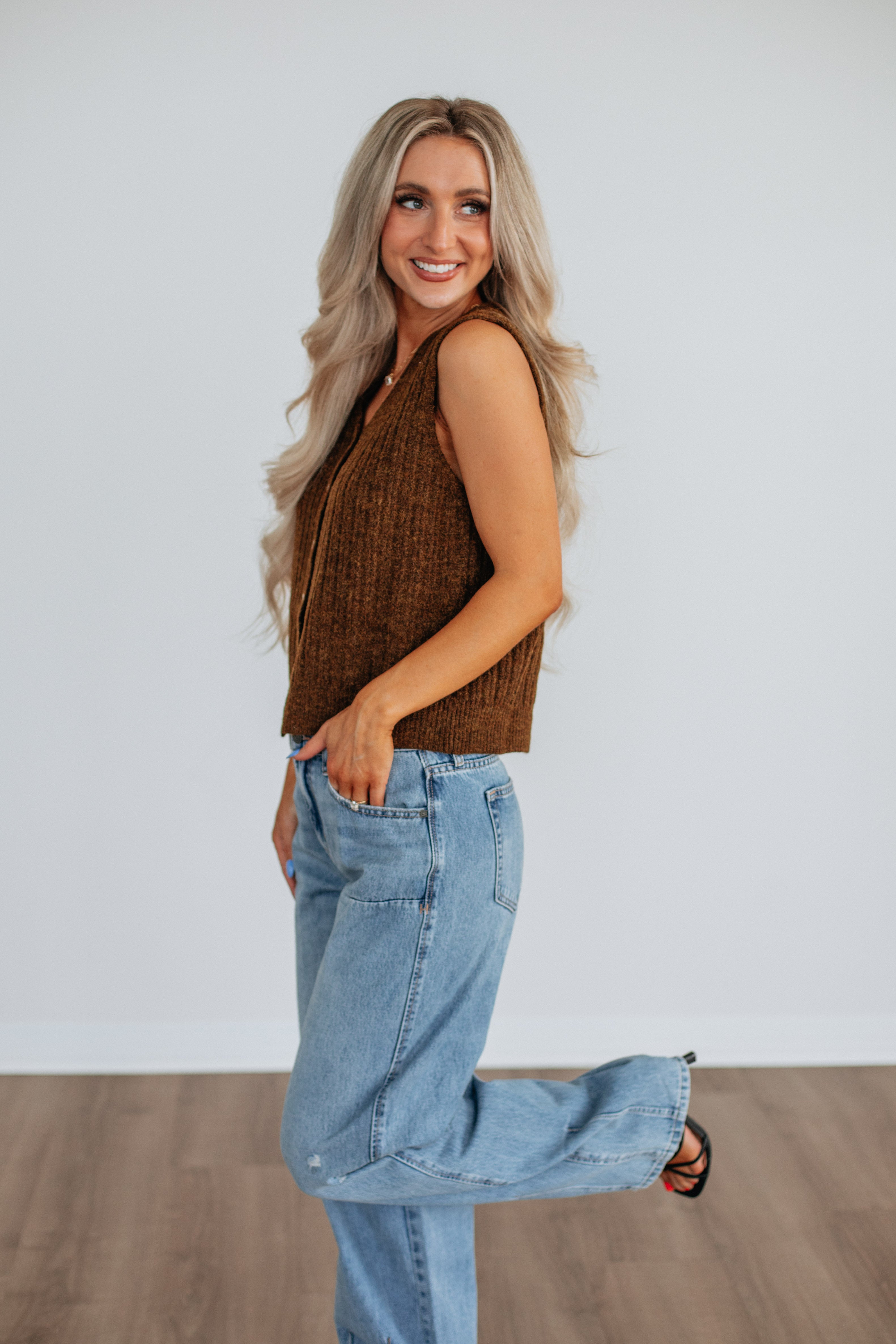 Mina Sweater Vest - Bark