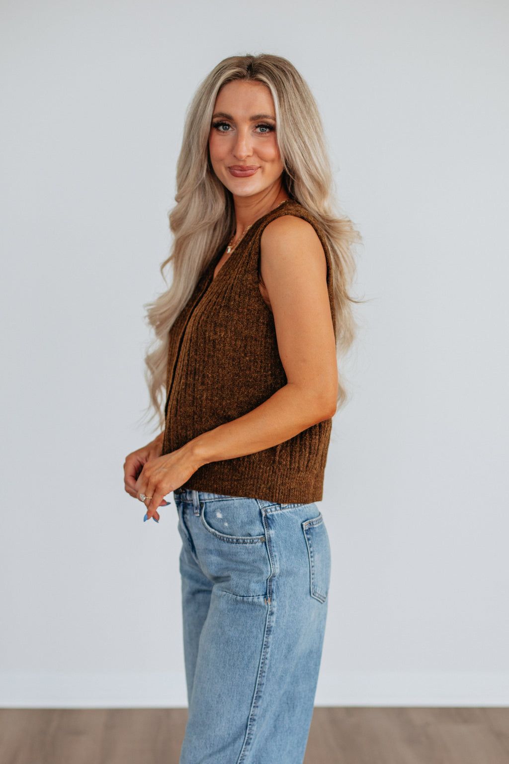 Mina Sweater Vest - Bark