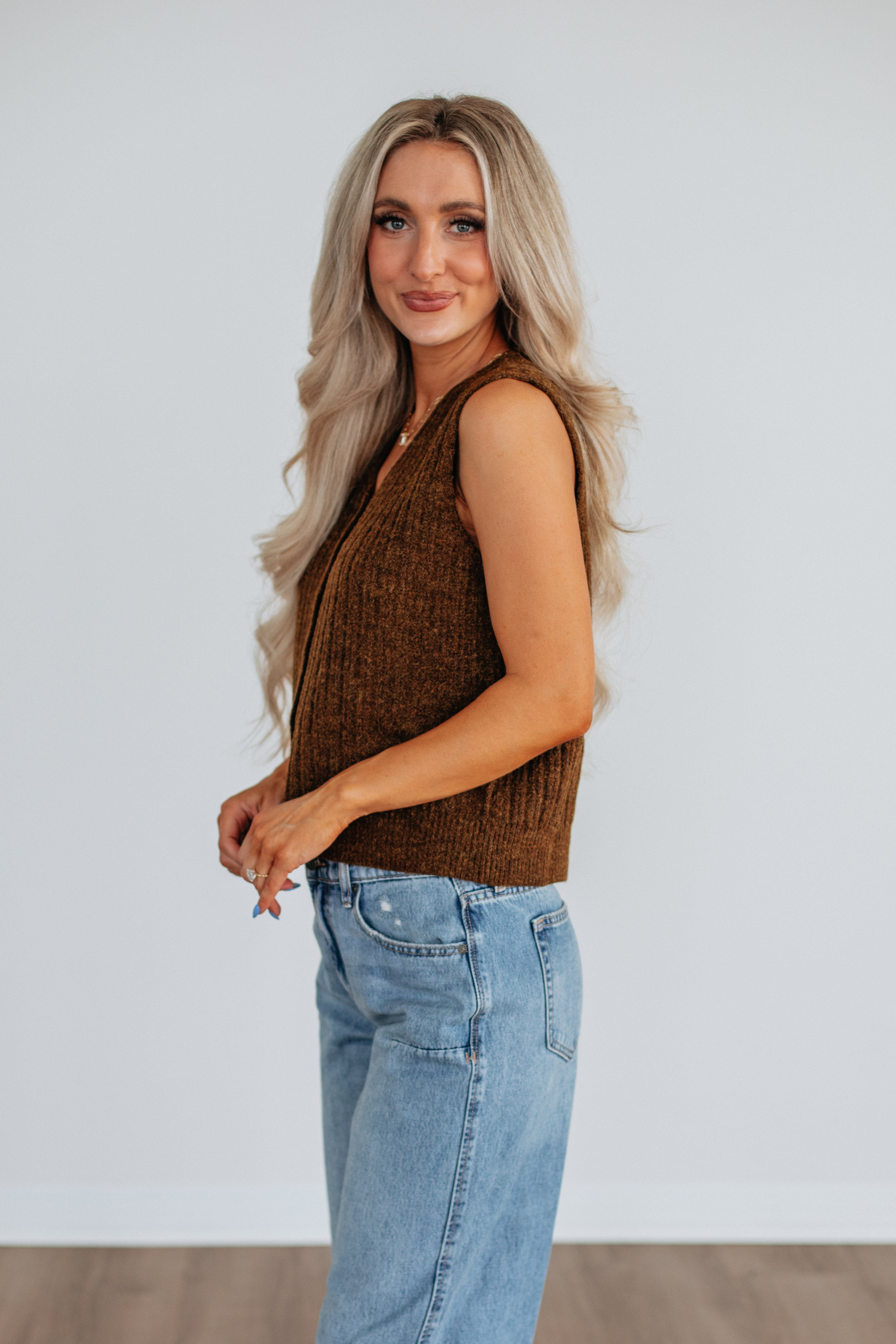 Mina Sweater Vest - Bark