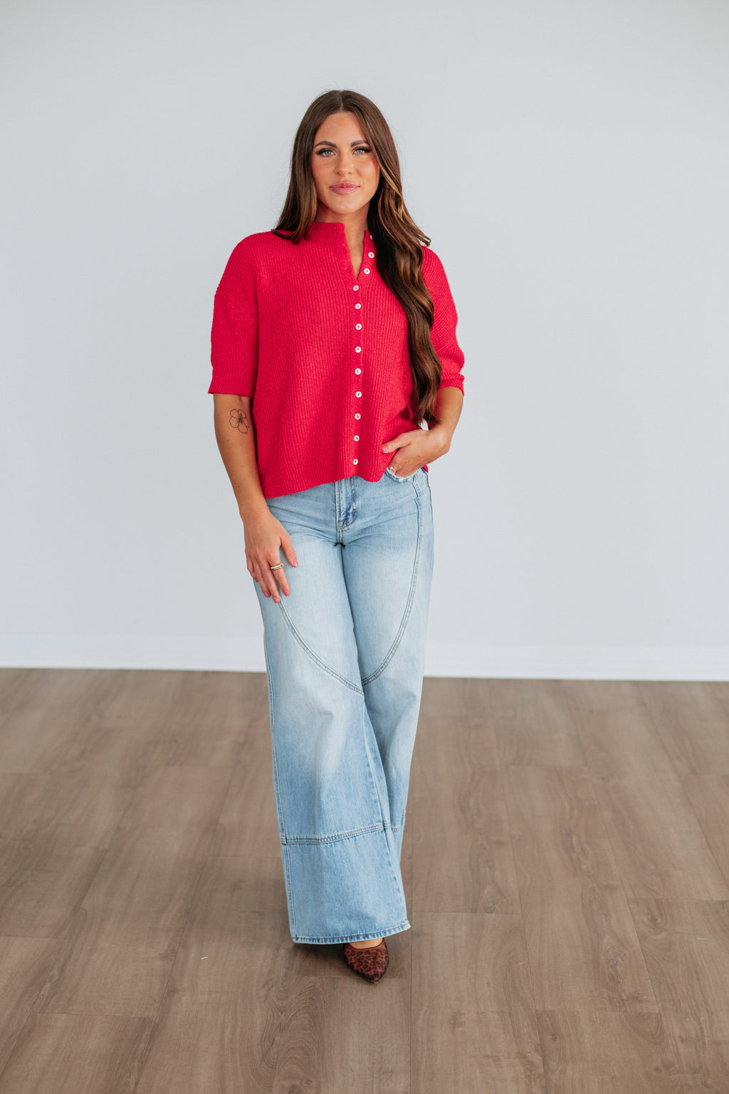 Auden Sweater Top - Cherry