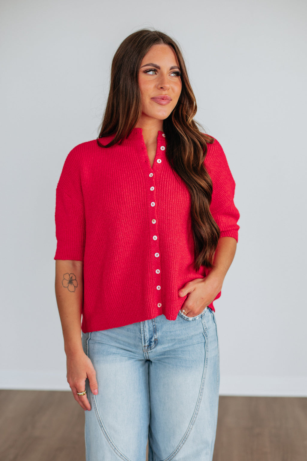 Auden Sweater Top - Cherry