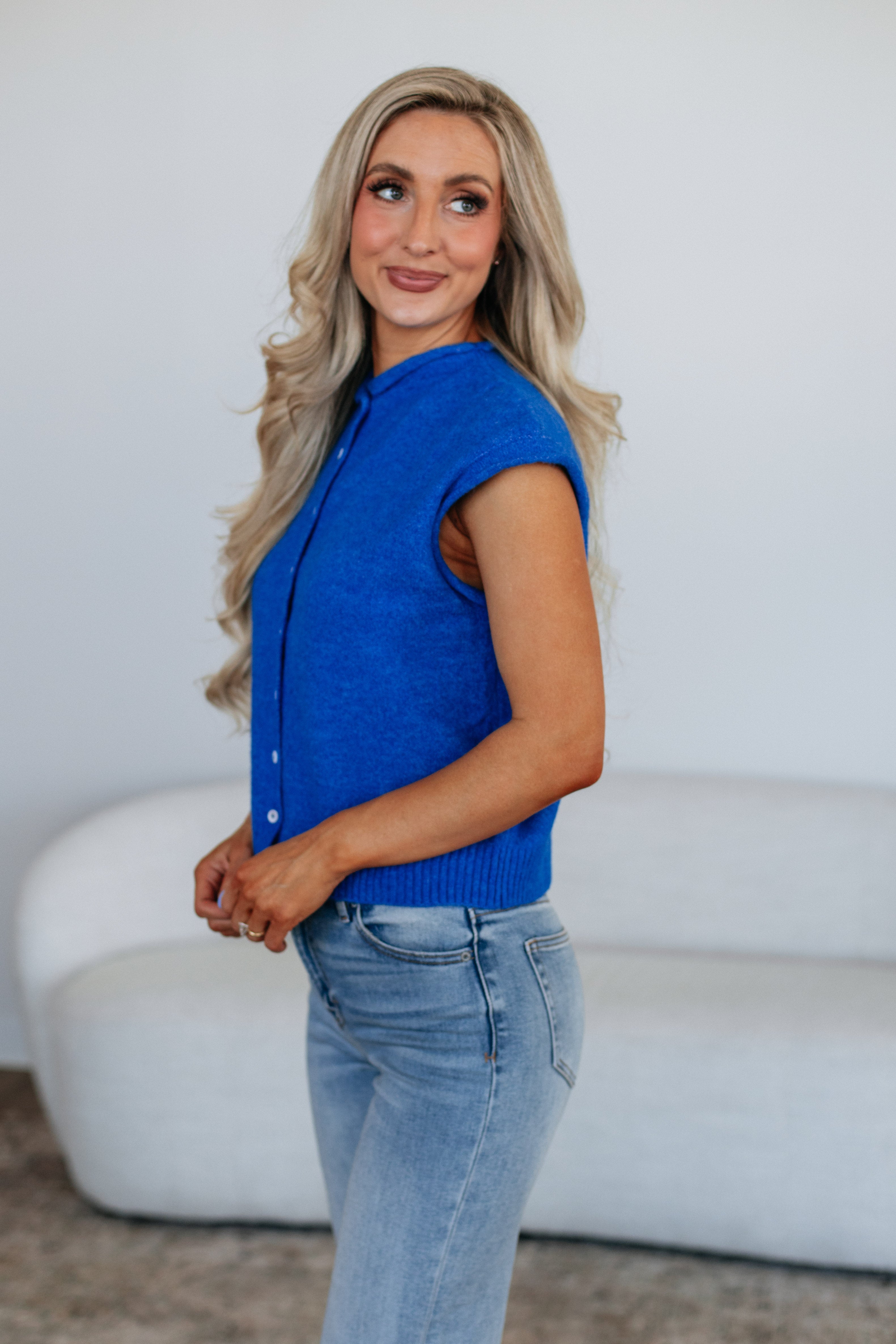 Camry Cardigan Top - Cobalt
