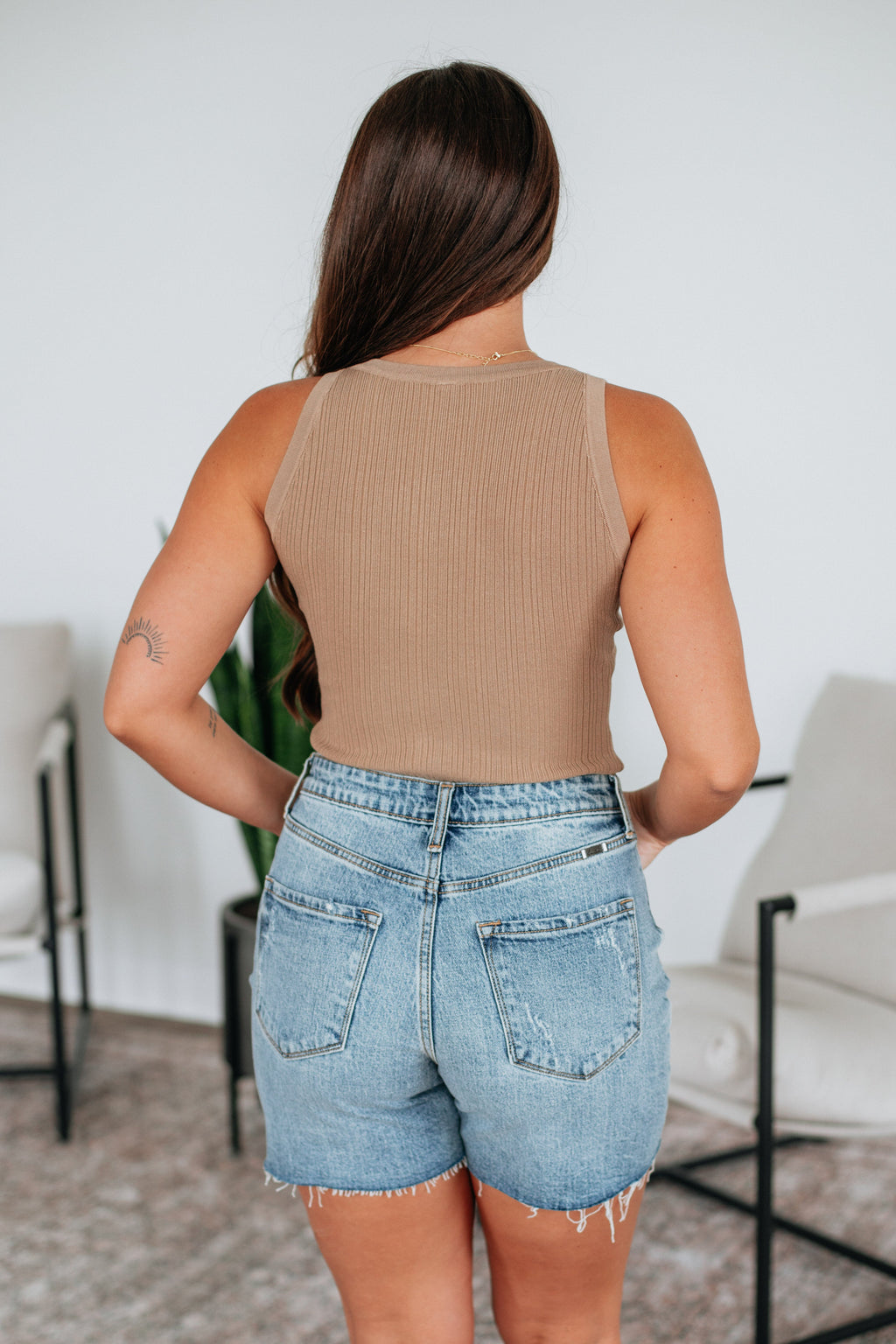 Dulcia Ribbed Bodysuit - Camel