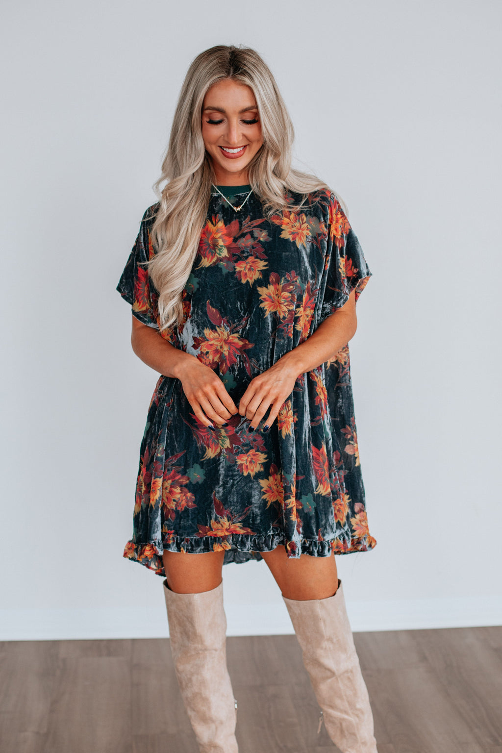 Verity Floral Velvet Dress