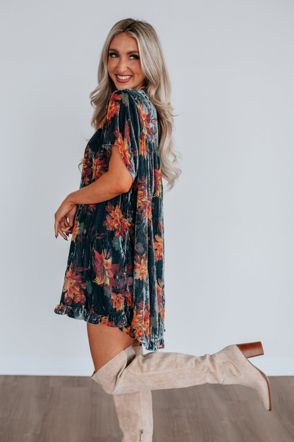 Verity Floral Velvet Dress