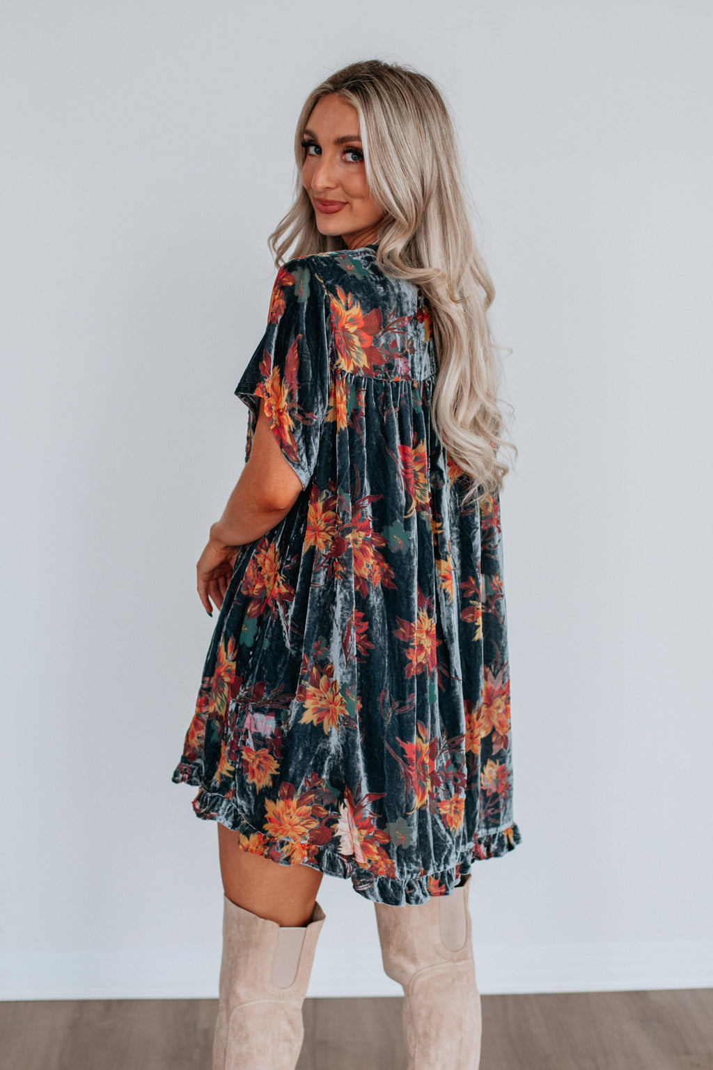 Verity Floral Velvet Dress
