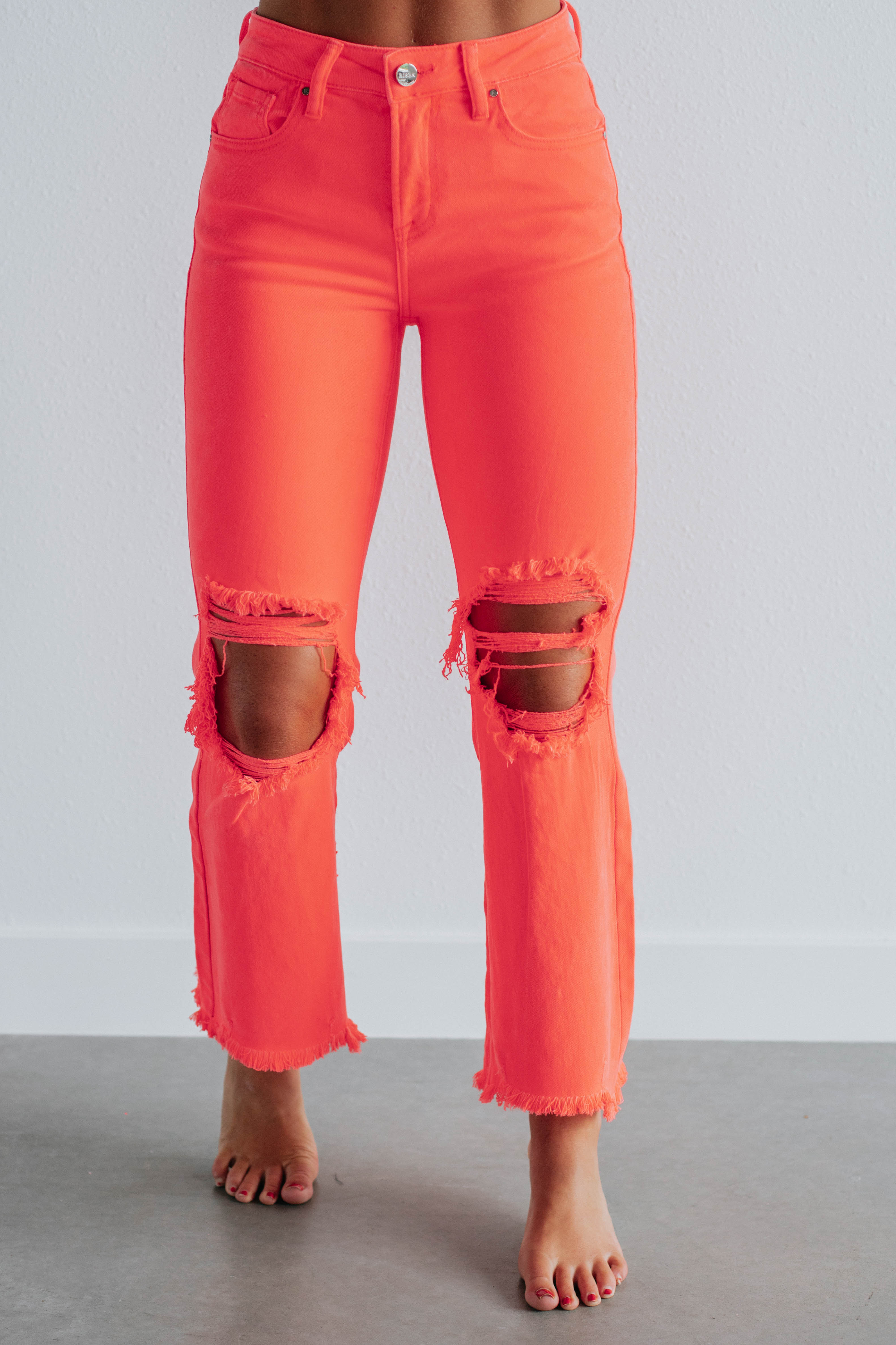 Willow Risen Jeans - Neon Coral