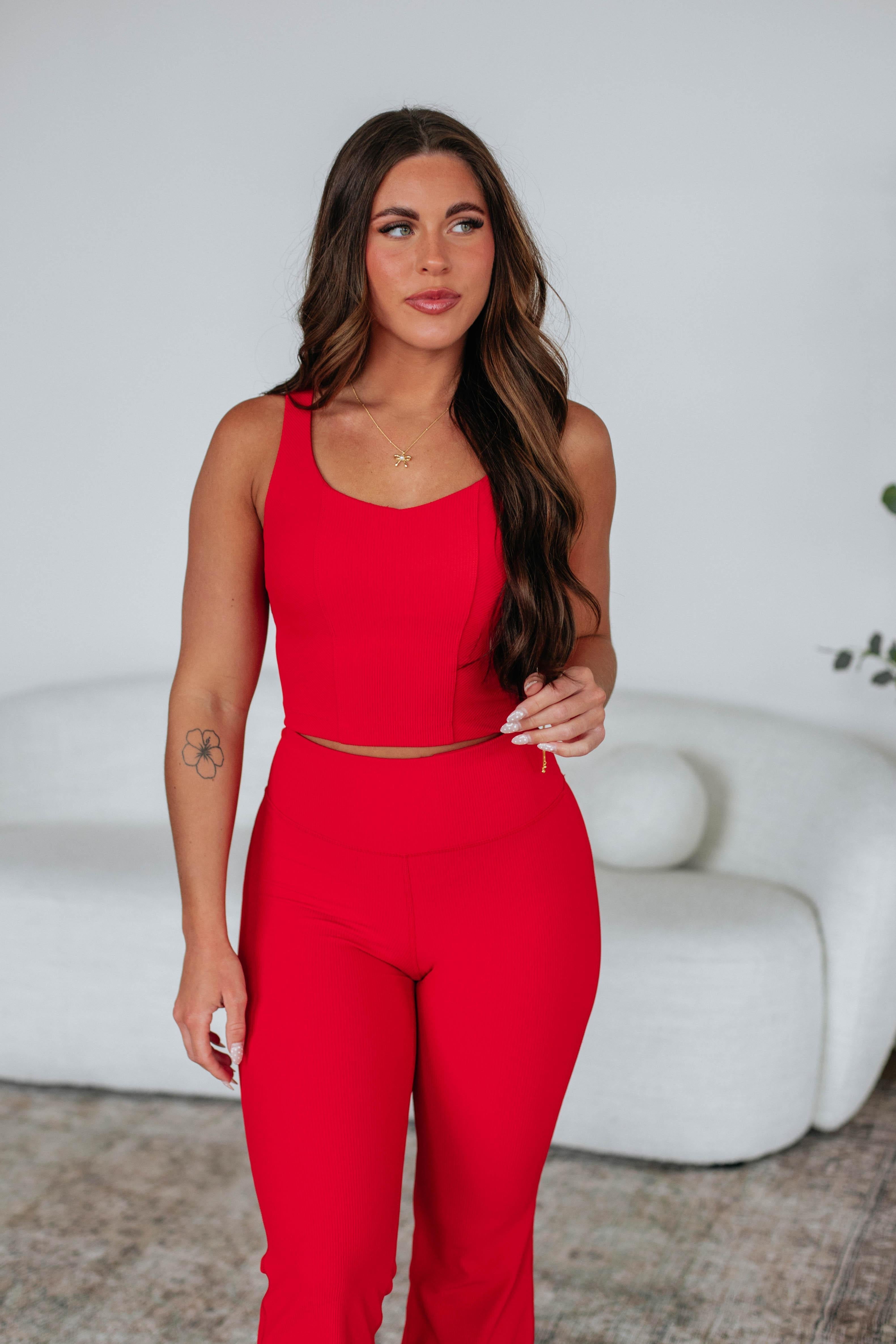 Zinia Ribbed Tank - Heatwave