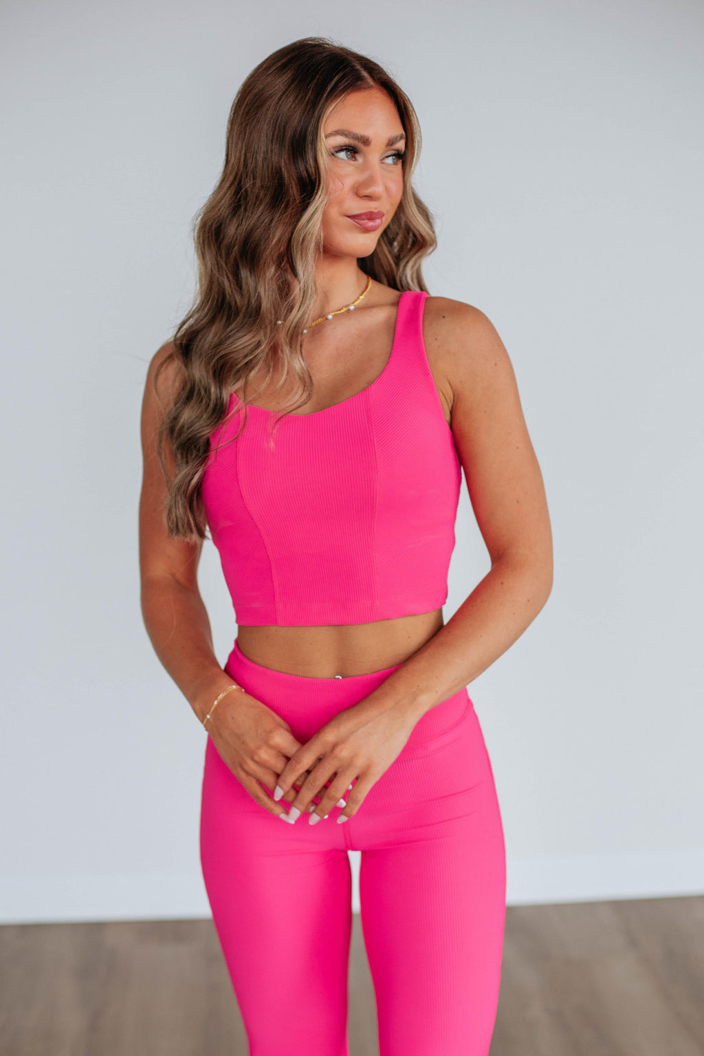 Zinia Ribbed Tank - Hot Pink