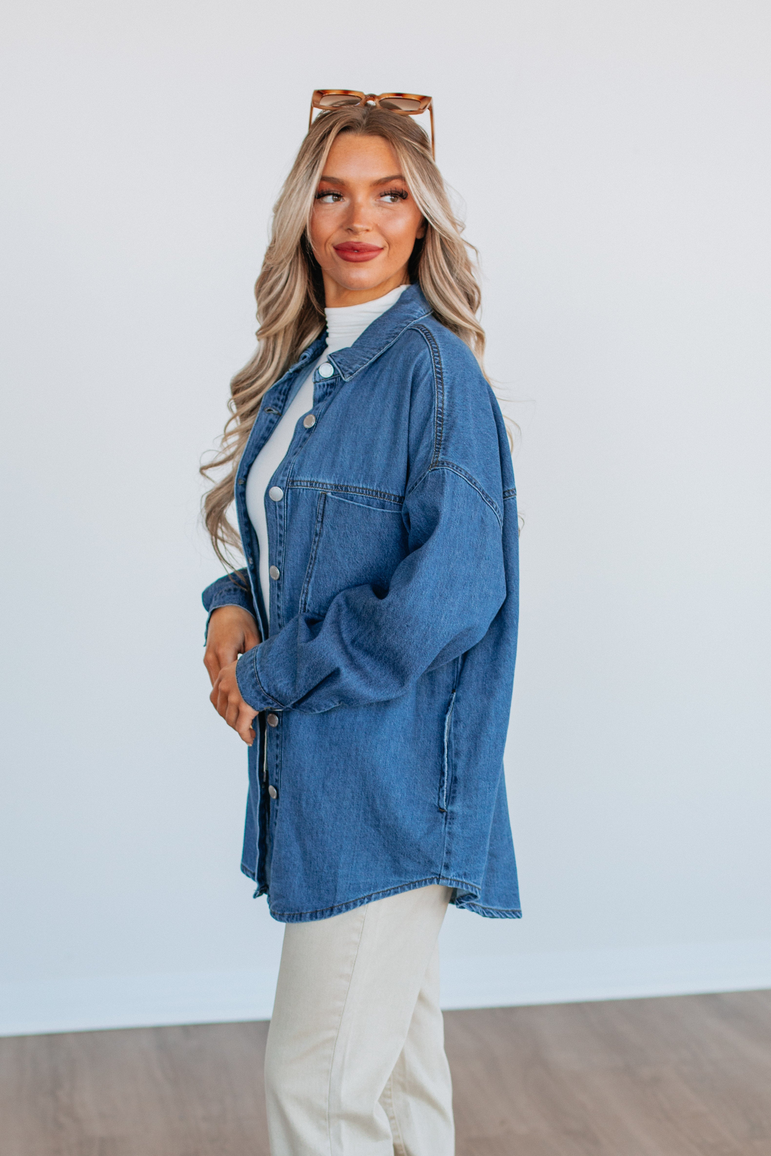 Grayson Risen Denim Shacket - Medium Wash