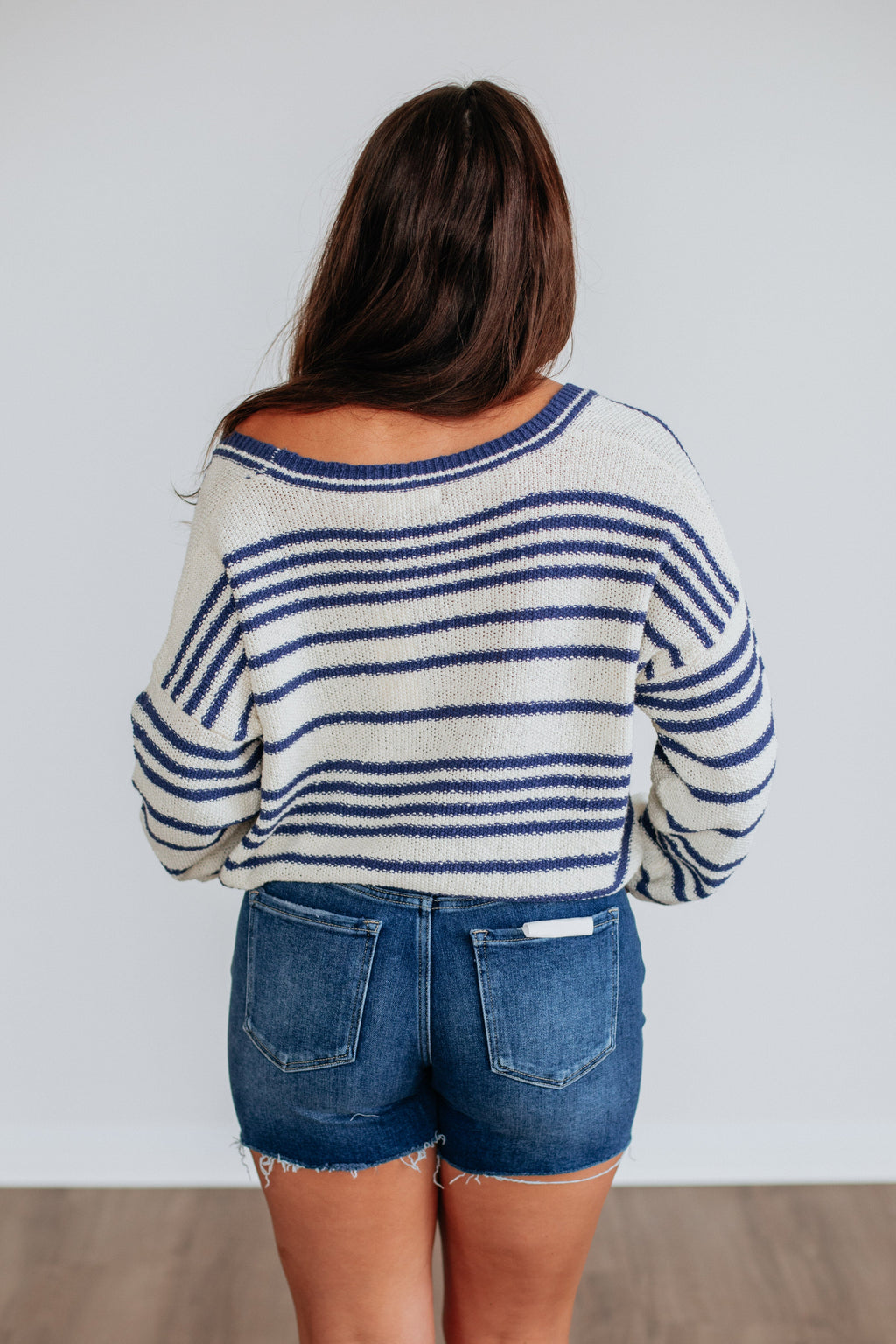 Scottie Striped Cardigan - Navy Mix