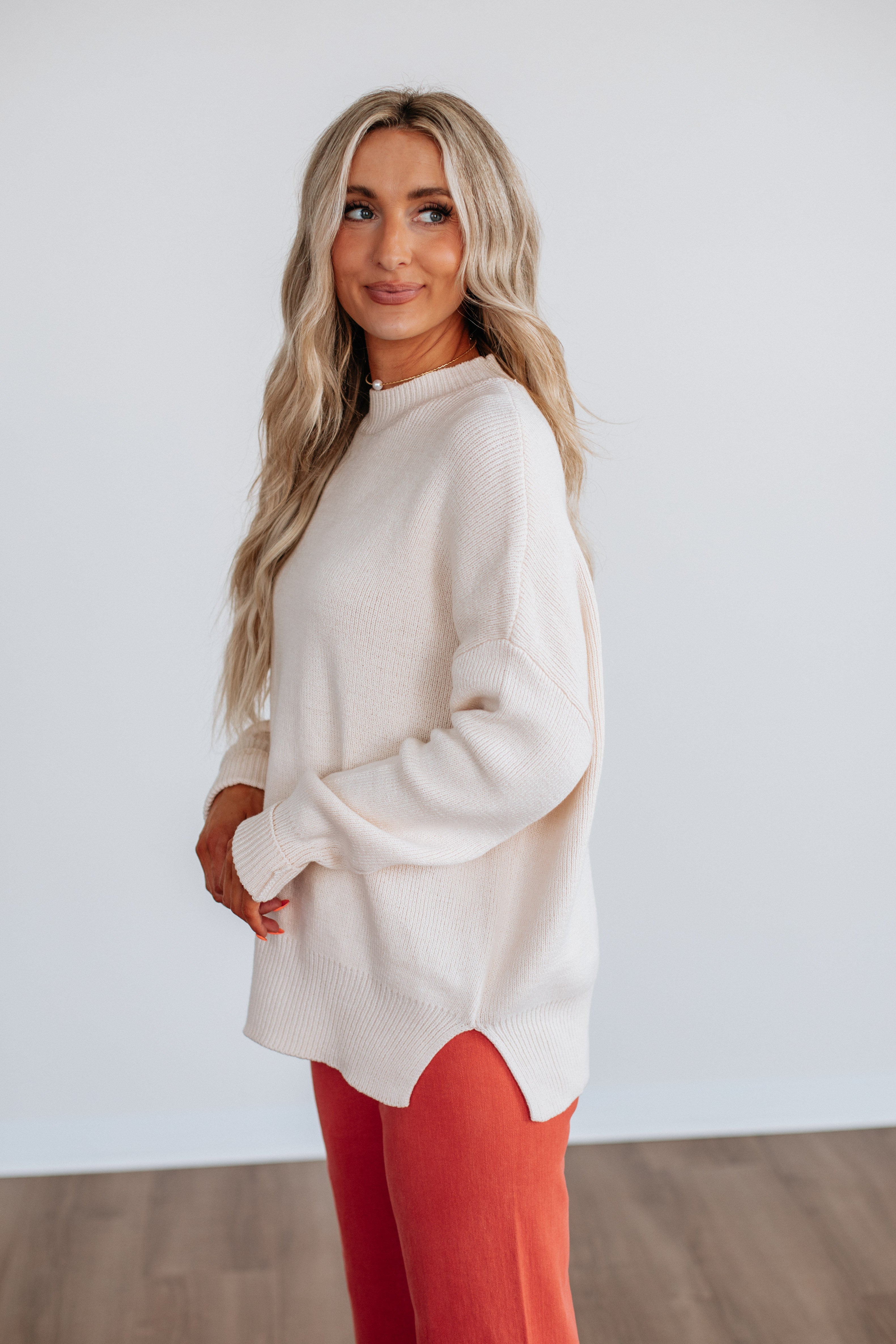 Chelsea Mock Neck Sweater - Natural